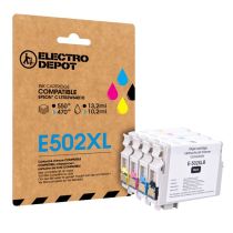 Cartucho de tinta ELECTRO DEPOT  compatible EPSON E502 pack XL negro y colores (Twin)