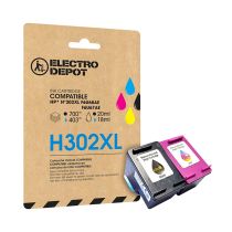 Cartucho de tinta ELECTRO DEPOT compatible con HP H302 pack XL negro y colores