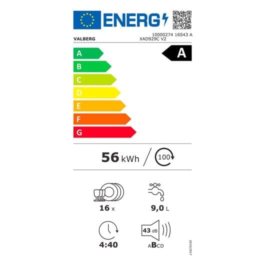 Lavavajillas 60cm VALBERG 16S43 A XAD929C V2 inox