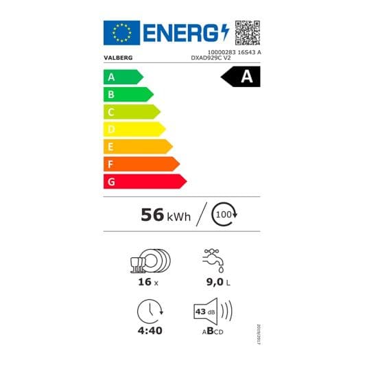 Lavavajillas 60cm VALBERG 16S43 A DXAD929C V2 dark