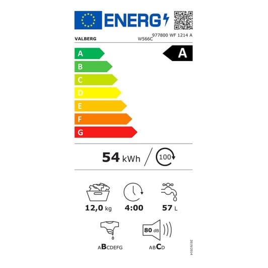 Lavadora VALBERG 12 Kg WF 1214 A W566C (12/1400/A)