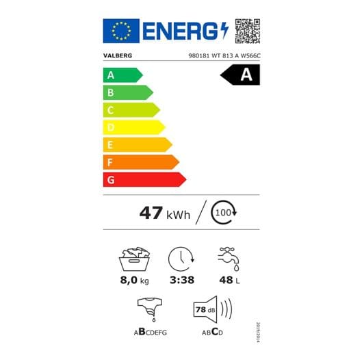 Lavadora Carga Superior VALBERG WT 813 D W566C  (8/1300/A)