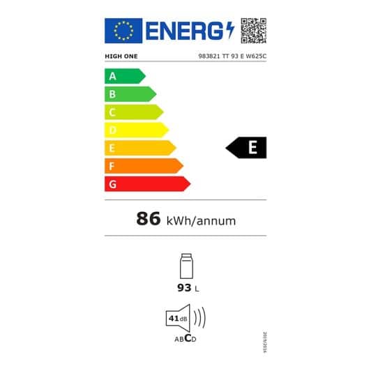 Frigorífico mini HIGH ONE TT 93 E W625C