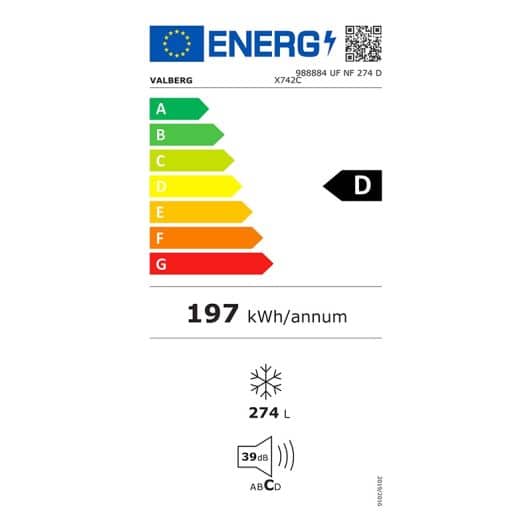 Congelador vertical No Frost VALBERG UF NF 274 D X742