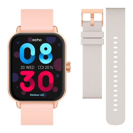 Reloj inteligente ECHO Rainbow Lite rosa + correa gris