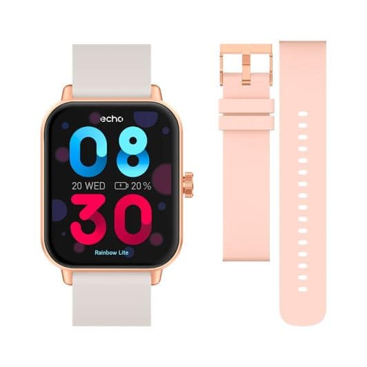 Reloj inteligente ECHO Rainbow Lite rosa + correa gris