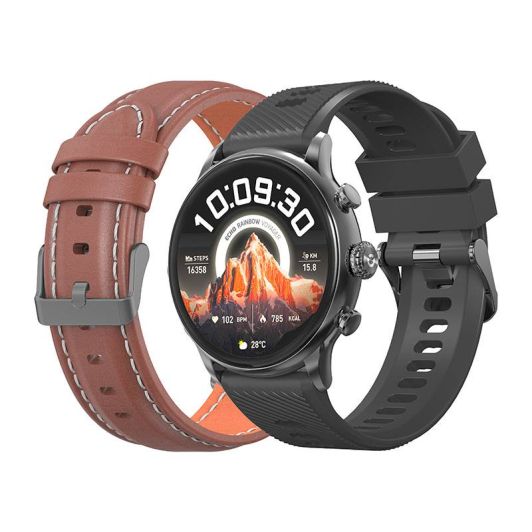 Reloj inteligente ECHO Rainbow Voyager negro + correa marrón