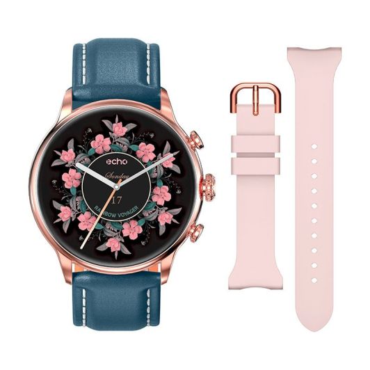 Reloj inteligente ECHO Rainbow Voyager azul + correa rosa