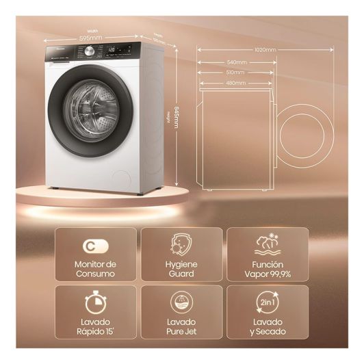 Lavaseca 8kg / 5kg Hisense WD3S8043BW3