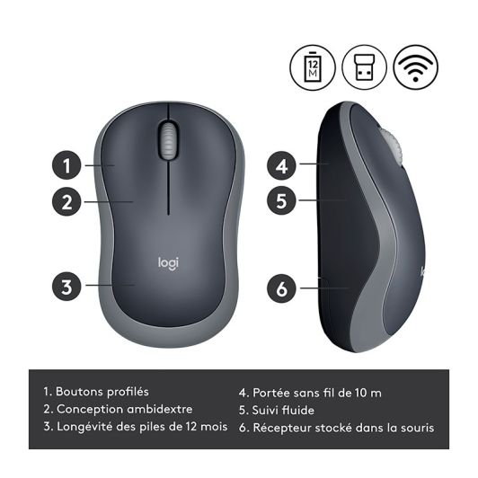 Ratón LOGITECH M185 Gris