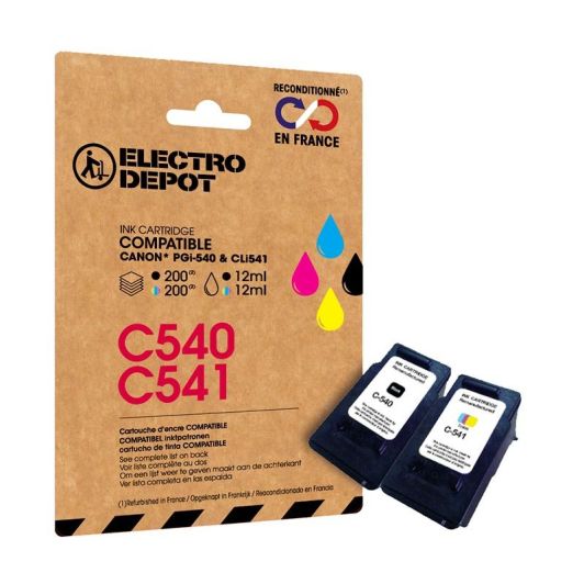 Cartucho de tinta ELECTRO DEPOT compatible paquete color CANON C540/541