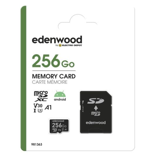 Tarj. Micro SD EDENWOOD 256Go + adapt