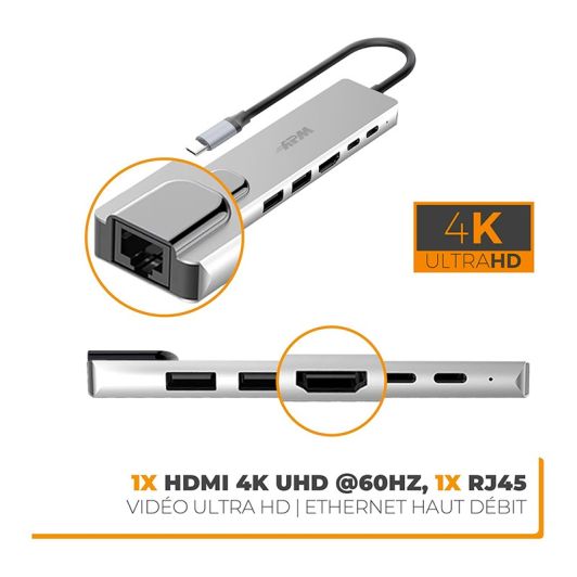 HUB APM USBC con USBA, USBC, HDMI, RJ45