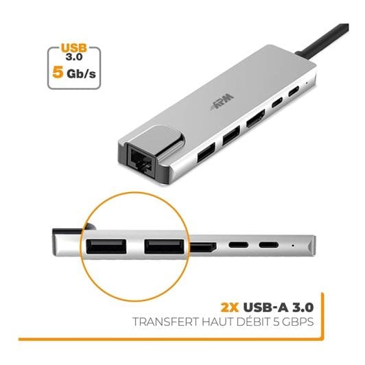 HUB APM USBC con USBA, USBC, HDMI, RJ45