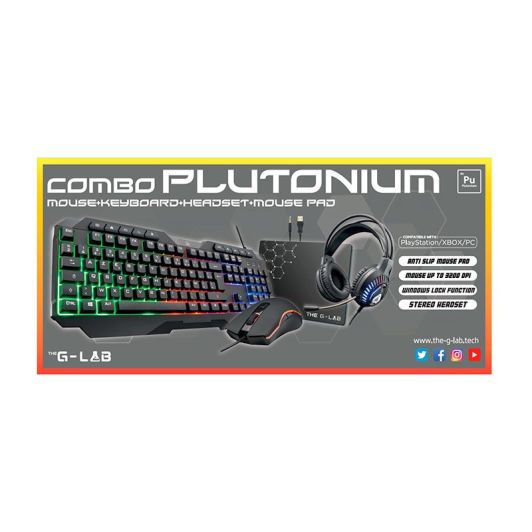 Pack gaming 4 en 1 The G-LAB Plutonium ratón, teclado, auriculares y alfombrilla