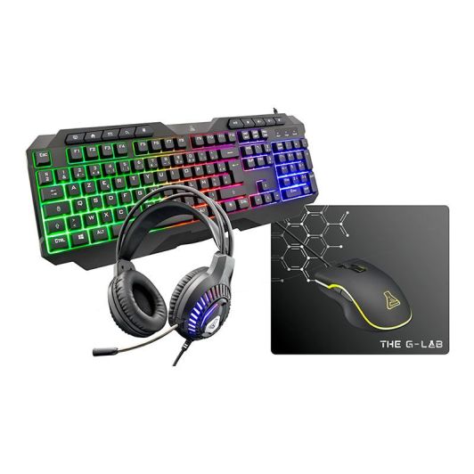 Pack gaming 4 en 1 The G-LAB Plutonium ratón, teclado, auriculares y alfombrilla