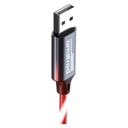 Cable LED AMSTRAD USB-A/USB-C Rojo 3m