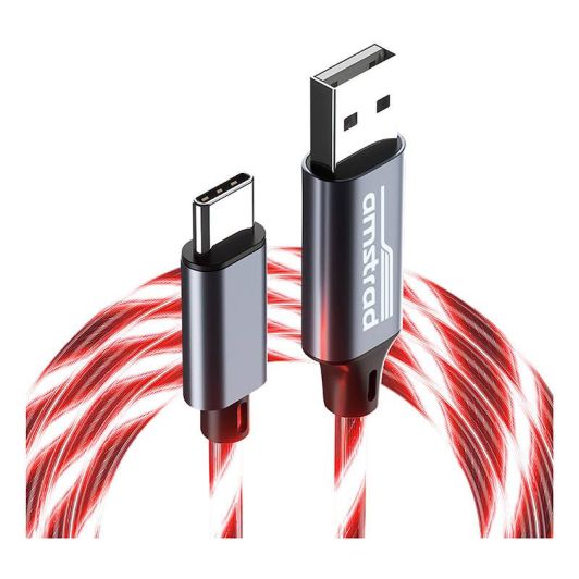 Cable LED AMSTRAD USB-A/USB-C Rojo 3m