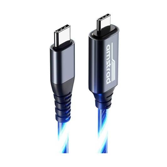 Cable LED AMSTRAD USB-C/USB-C Azul