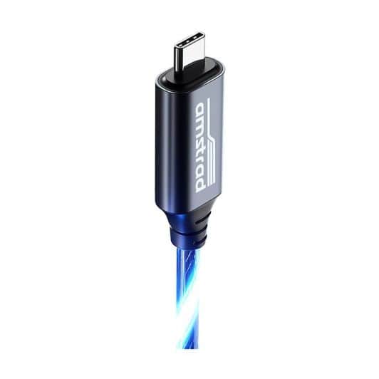 Cable LED AMSTRAD USB-C/USB-C Azul