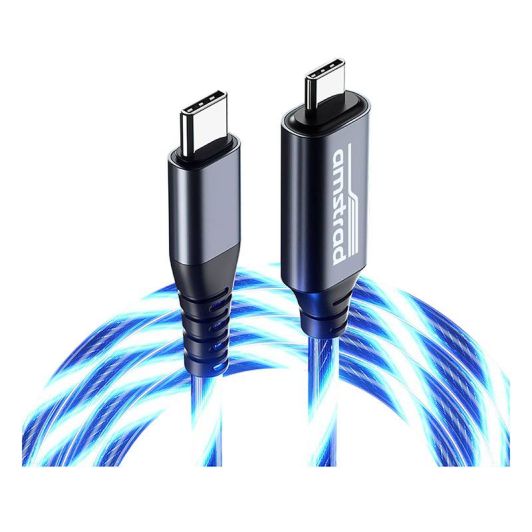 Cable LED AMSTRAD USB-C/USB-C Azul